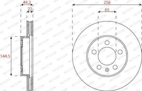 Диск тормозной (передний) Audi A1/Seat Ibiza/VW Polo 17- (256x22) PRO FERODO DDF2663C (фото 1)