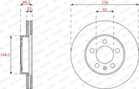 Диск тормозной (передний) Audi A1/Seat Ibiza/VW Polo 17- (256x22) PRO FERODO DDF2663C