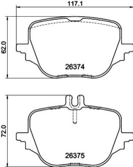 Колодки тормозные (задние) MB C-class (W206)/S-class (W223) 20- (ZF) Q+ HELLA 8DB355041021 (фото 1)