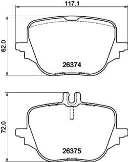 Колодки тормозные (задние) MB C-class (W206)/S-class (W223) 20- (ZF) Q+ HELLA 8DB355041021