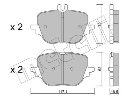 Колодки гальмівні (задні) MB S-class (W223/V223/Z223) 20-/GLC (X254) 22- Metelli 2213130