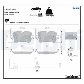 Колодки тормозные (задние) Audi A6/A7/Q8 18-/A8/Q7 15-/VW Touareg 18- Delphi LP5032EV