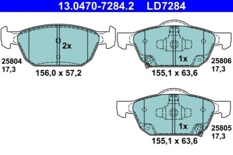 KLOCKI HAM. HONDA P. CIVIC 1,0-1,8 I-VTEC/1,6-2,2 I-DTEC 12- CERAMIC ATE 13047072842