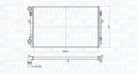 Радиатор охлаждения VW Passat/Golf VII 12- (410.8x24x650) d=32.5mm MAGNETI MARELLI 350213173400