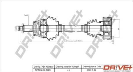 Полуось (передняя) Skoda Fabia 99-14/Roomster 06-15 (L) (36x30x501) DR!VE+ DP2110100885