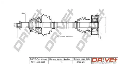 Полуось (передняя) Skoda Fabia 99-14/Roomster 06-15 (L) (36x30x501) DR!VE+ DP2110100885