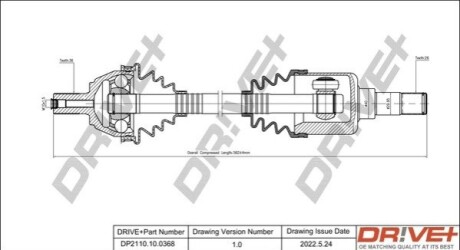 Полуось (передняя) Ford Focus/Volvo S40/V50 04-12 (L) (36x26x582) DR!VE+ DP2110100368