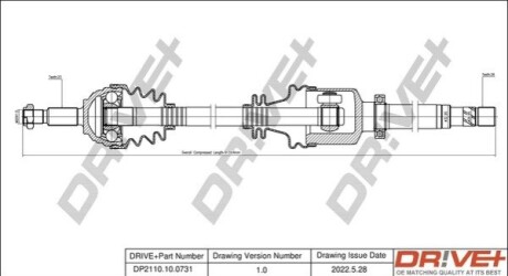 Півосі Renault Kangoo/Megane 1.4/1.6/1.5DCI 02- (R) (23x26x911) DR!VE+ DP2110100731 (фото 1)