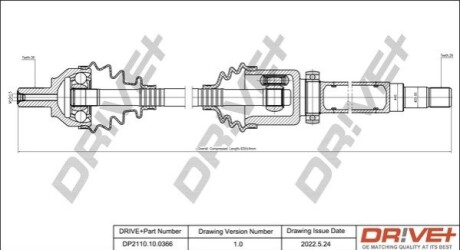 Полуось (передняя) Ford Focus/Volvo S40/V50 04-12 (R) (36x26x921) DR!VE+ DP2110100366