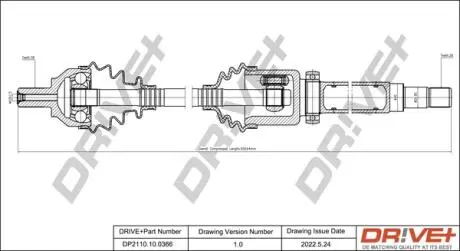 Полуось (передняя) Ford Focus/Volvo S40/V50 04-12 (R) (36x26x921) DR!VE+ DP2110100366