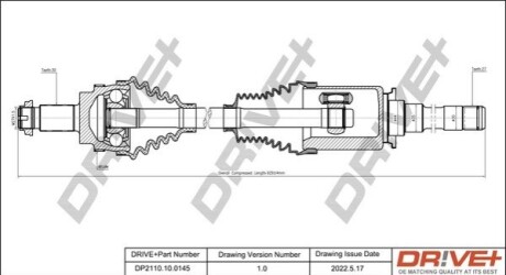 Піввісь (передня) BMW 5 (E60) 04-09 (R) (30x27/932) M57/N52/N53 DR!VE+ DP2110100145