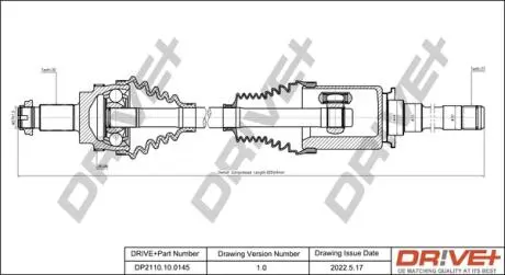 Піввісь (передня) BMW 5 (E60) 04-09 (R) (30x27/932) M57/N52/N53 DR!VE+ DP2110100145