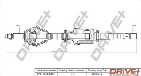 Піввісь (передня) Renault Trafic III/Opel Vivaro 01- (R) (-ABS) DR!VE+ DP2110100465