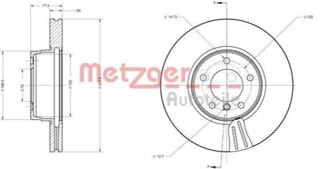 Диск тормозной (передний) BMW 5 (E60/E61)/6 (E63) 03- (324x30) METZGER 6110208 (фото 1)