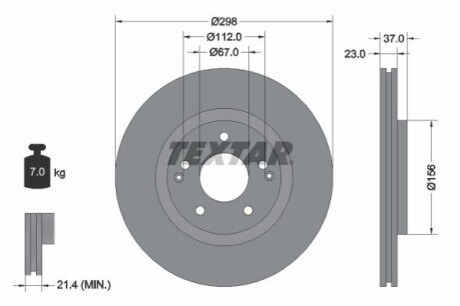 TARCZA HAM. SSANGYONG P. KORANDO/TIVOLI/XLV 1,5-1,6 XDI 4WD 15- TEXTAR 92324903 (фото 1)