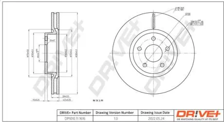Фото tarcza ham. przуd ford mondeo iv 2.0cdti 08- 300x28 /stud 12mm/ DR!VE+ DP1010111616 TARCZA HAM. PRZУD FORD MONDEO IV 2.0CDTI 08- 300X28 /STUD 12MM/ DR!VE+ DP1010111616