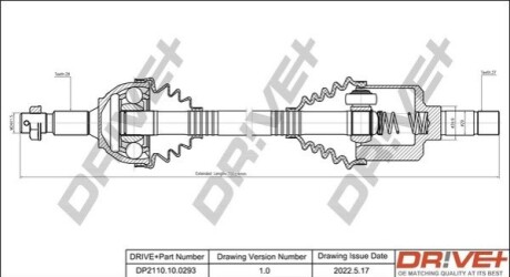 Півосі Fiat Scudo/Peugeot Expert 2.0D/HDi 07- (L) (28x37x653) DR!VE+ DP2110100293