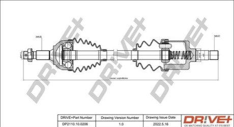 Півосі Fiat Scudo/Peugeot Expert 2.0D/HDi 07- (L) (28x37x653) DR!VE+ DP2110100206