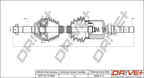 Полуось Fiat Ducato 2.5TD 94-06 16 (R) (35x41x1085x54T) (+ABS) DR!VE+ DP2110100285