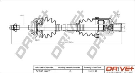 Півосі Renault Kangoo 1.5 dCi 01- (R) (21x23x726x44T) (+ABS) DR!VE+ DP2110100772