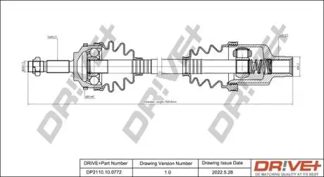 Полуось Renault Kangoo 1.5 dCi 01- (R) (21x23x726x44T) (+ABS) DR!VE+ DP2110100772