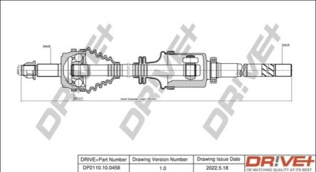 Полуось Renault Master 1.9-2.2dCi(R) (28х39х1132x51T) (+ABS) DR!VE+ DP2110100458