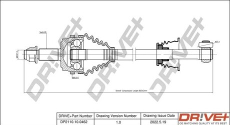 Полуось (передняя) Renault Master II 98- (L) (28x37,1x663x51T) DR!VE+ DP2110100462