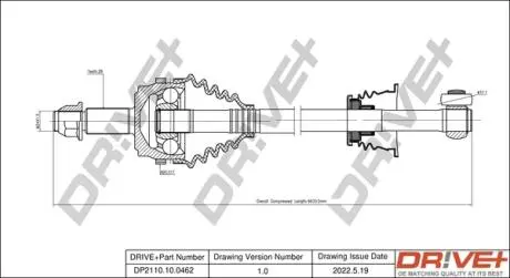 Полуось (передняя) Renault Master II 98- (L) (28x37,1x663x51T) DR!VE+ DP2110100462