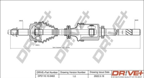 Полуось Renault Master 2.5dCi 03- (R) (28x39x1144x51T) (+ABS) DR!VE+ DP2110100463