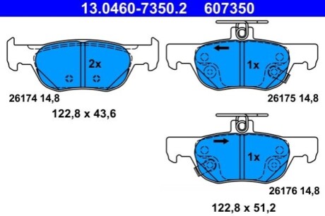 Колодки тормозные (задние) Mazda 3 IV 18-/CX-30 19-/MX-30 20- ATE 13046073502