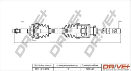 Полуось Renault Kangoo 1.5dCi 05- (R) (23x26x866x44T) (+ABS) DR!VE+ DP2110100812