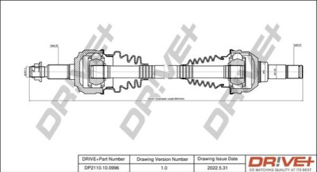 Напіввісь VW Touareg 3.0/3.6/4.2 TDI/FSI 10-18 (30x37/863 мм))) DR!VE+ DP2110100996