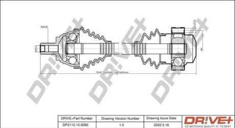 Піввісь (передня) VW 1.9/2.0 TDI 4motion 03-10 (L) (36х491) DR!VE+ DP2110100093 (фото 1)