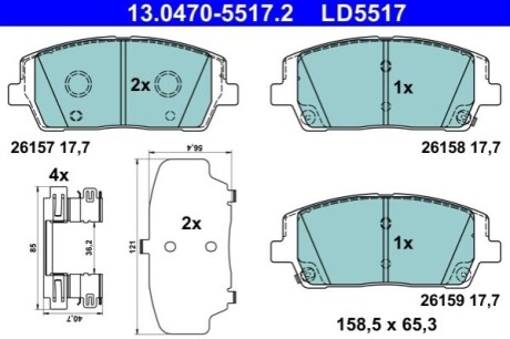 Колодки тормозные (передние) Hyundai Santa Fe 2.0/2.4 18- Q+ ATE 13047055172