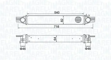 Intercooler CITROEN/FIAT/PEUGEOT NEMO, FIORINO/QUBO, BIPPER MAGNETI MARELLI 351319204360