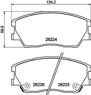 Колодки тормозные (передние) Kia Soul 1.6/2.0 19- (+датчик) HELLA 8DB355040591