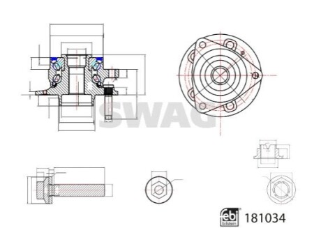 Підшипник ступиці (передній) Opel Astra 1.0-1.6 CDTI 15- SWAG 33108074