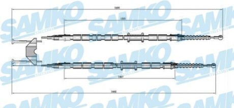 Трос ручного тормоза.r. ASTRA H 1660/1480+1640/1460 tarcze SAMKO C0538B