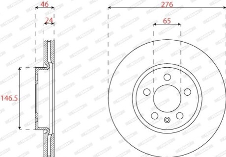 Диск гальмівний (передній) Audi A1/VW Polo 17- (276x24) FERODO DDF2664C