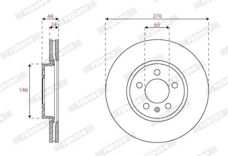 Диск тормозной (передний) Audi A1/VW Polo 17- (276x24) FERODO DDF2664C