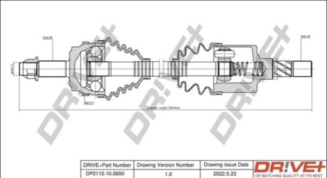 Полуось (передняя) Renault Master 3.0CDI (L) (28х39х687) DR!VE+ DP2110100650