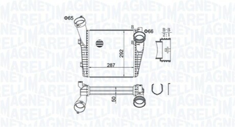 Радиатор интеркулера Audi Q7/VW Touareg 3.0/4.1 03- (L) MAGNETI MARELLI 351319204400