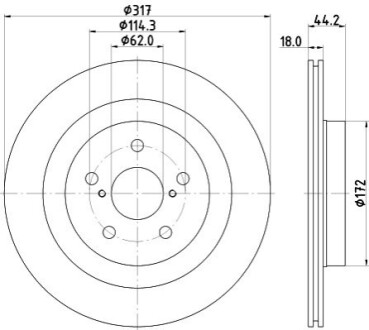 Диск гальмівний (задній) Toyota Rav4 V 18- (317x18) PRO HELLA 8DD355134961