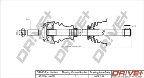 Полуось (передняя) Dacia Logan 1.4/1.6 04- (L) (L=681mm) DR!VE+ DP2110100294