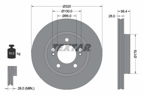 TARCZA HAM. SSANGYONG P. MUSSO/REXTON 2,0/2,2 E-XDI 17- TEXTAR 92332803 (фото 1)