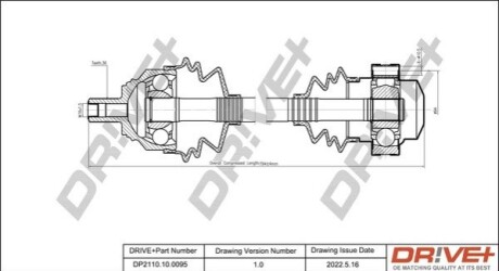 Півосі Skoda Octavia/VW Golf 1.4/2.0D 03- (R) (36x792) DR!VE+ DP2110100095