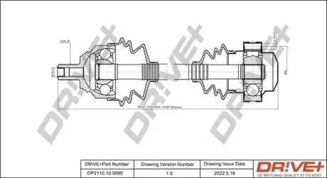 Полуось Skoda Octavia/VW Golf 1.4/2.0D 03- (R) (36x792) DR!VE+ DP2110100095