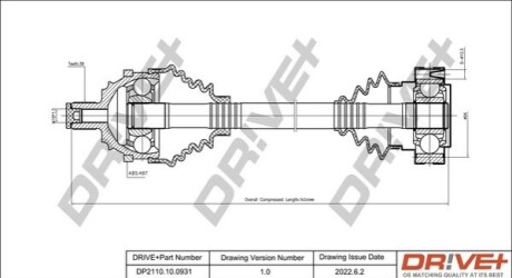 Полуось (передняя) VW T4 90-03 (38/27x540.8x48T) (+ABS) DR!VE+ DP2110100931