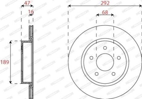 Диск тормозной (задний) Nissan X-Trail 14- (291.6x16) FERODO DDF2786C (фото 1)