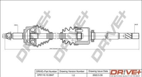 Полуось Renault Master III 2.3dCi 10- (R) (31x39x1075) DR!VE+ DP2110100847